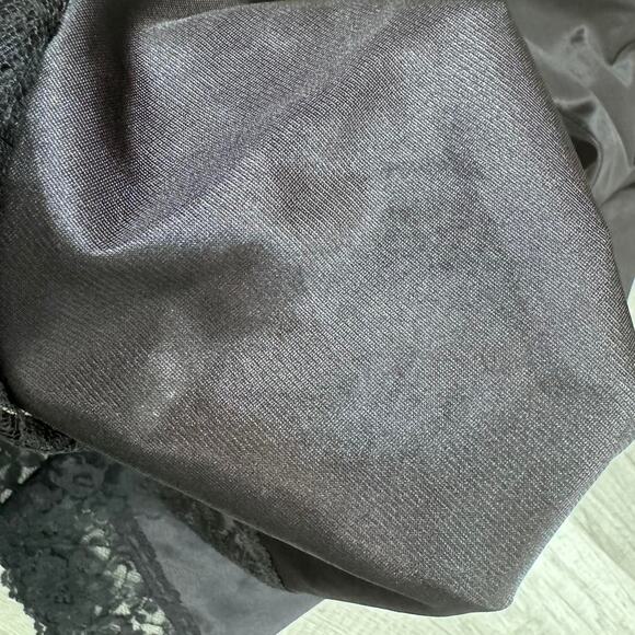 Vintage Semi Sheer Slip Skirt Lace Trim Size Small Black Midi Y2K Grunge Goth - Picture 4 of 7